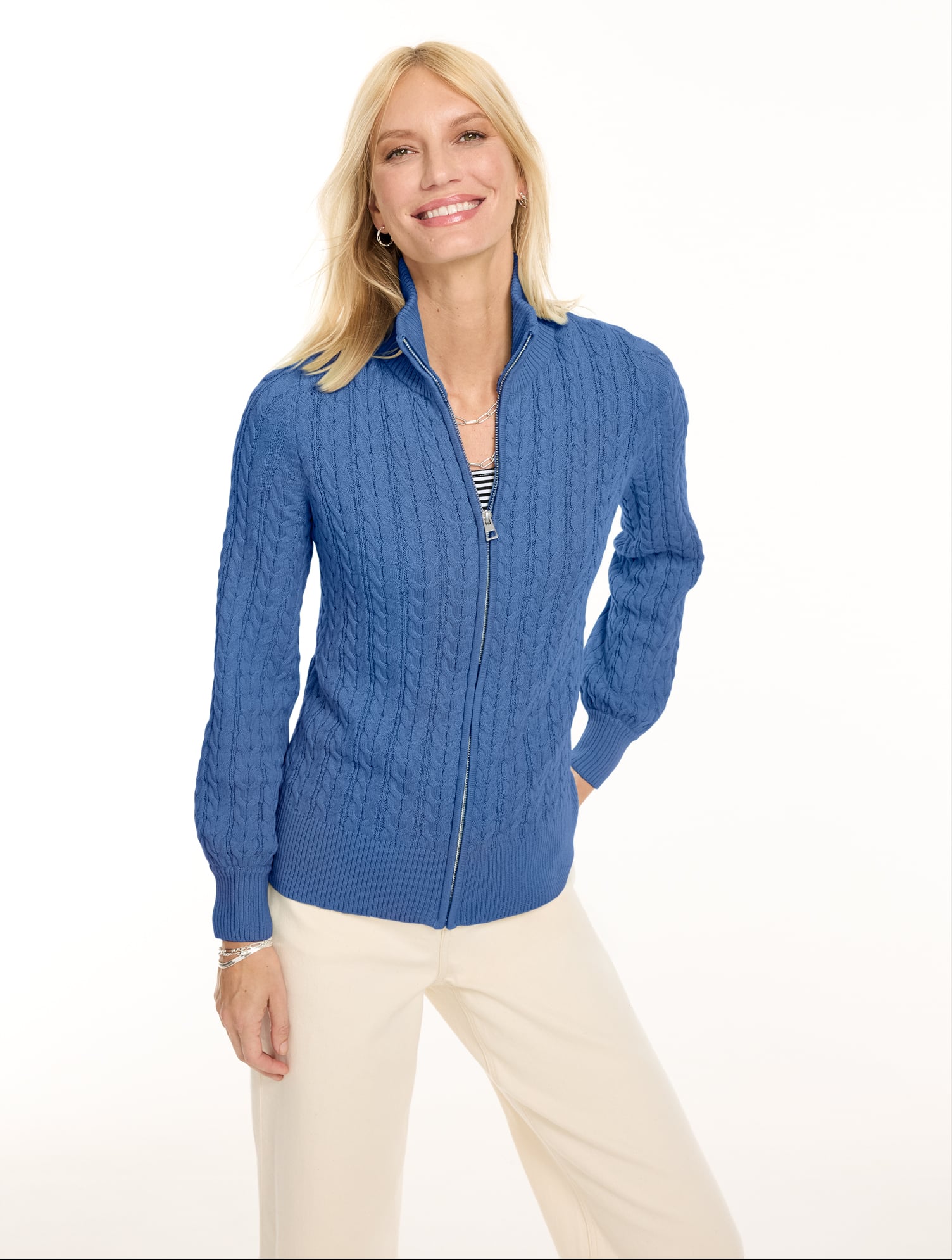 Cable Knit Full-Zip Cardigan
