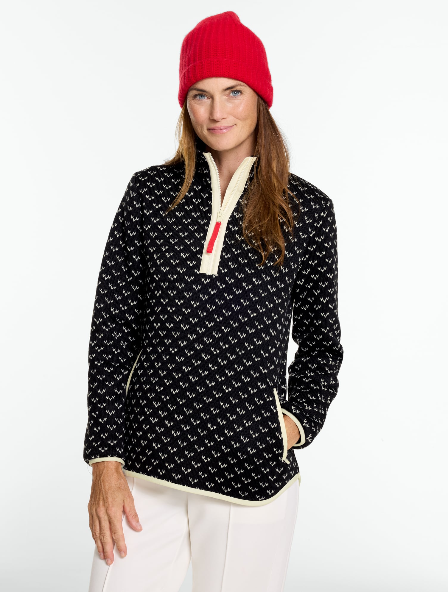 Luxe Fleeceback Half-Zip Sweater - Fantastic Bird’s Eye